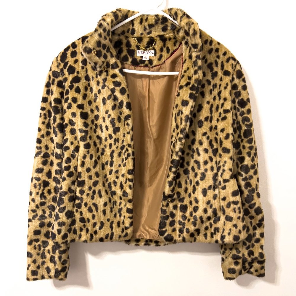 Merona Leopard Print Faux Fur Jacket